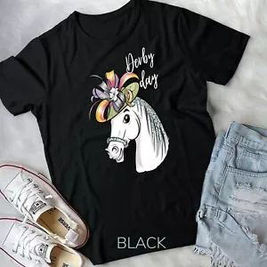 Funny Derby Day 2024 Fascinator Hat Horse racing lover T-Shirt Unisex T-shirt - Picture 1 of 13
