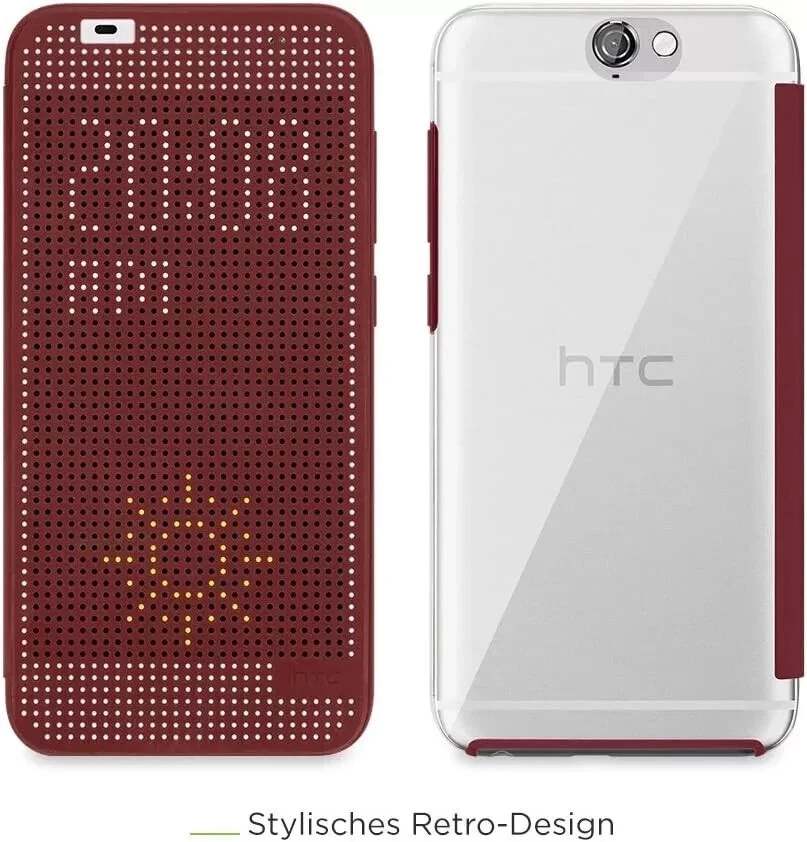 Official HTC One A9 Dot View Ice Premium Case - Dark Red 99H11979-00 - Image 1 of 4