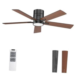 Ceiling Fan with Lights, 48" Flush Mount Ceiling Fan with Light Walnut 48Inch - Picture 1 of 7