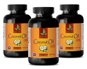 Antioxidant supplement - COCONUT OIL EXTRA VIRGIN - mood uplifting - 3 Bottles - Picture 1 of 12