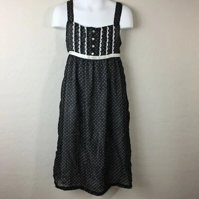 Vestido Cherokee Niña Negro Blanco Lunares Fiesta Elegante Faja Encaje Talla S 6/6X Foto 1 de 4