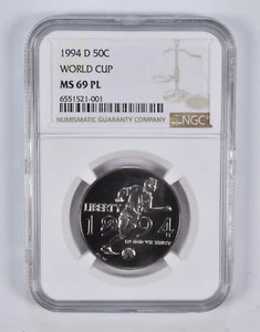 MS69 PL 1994-D World Cup Tournament Commemorative Half Dollar NGC *2383 - Picture 1 of 3