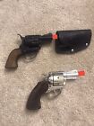 vintage toys mattel inc 2 Revolver Guns 1950’s with one Holster Stile working