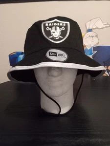 New Era NFL Las Vegas Raiders Bucket Hat Cap with Chin string Jaw string Black - Picture 1 of 11