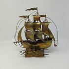 Vintage Metal Sailboat Ship Music Box Up and down movement pre owned, tested