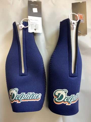 NFL Miami Dolphins Bottle Cooler, Coozie, Koozie, Coolie (Lot of 2) Team Color Cover