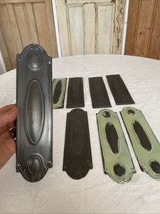 4 x Paar Jugendstil Pressblech Tür Fingerplatten Drückerplatten - Bild 1 von 12