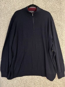 Suéter Brooks Brothers Para Hombre 2XLT Azul Marino Lana Merino 1/4 Cremallera Preppy - Imagen 1 de 6
