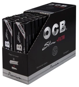 OCB schwarz Premium long slim + Tips  (32x 32 Blatt + Tips -Packung) - Bild 1 von 6