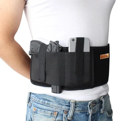 Funda banda para el vientre con bolsillo para cargador y correas elásticas se adapta a Glock y Beretta Foto 1 de 4