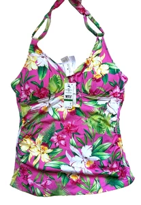 NWT $135 Tommy Bahama ORCHID GARDEN Reversible Halter Tankini Top Size Large - Picture 1 of 7
