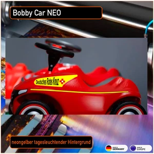 Deutsches Rotes Kreuz Bobby Car NEO, AUFKLEBER, neongelb fluoreszierend - Bild 1 von 2