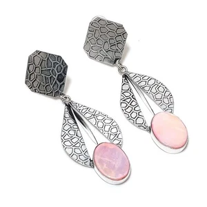 Ethnische rosa Perlmutt Edelstein Ohrhänger Schmuck Ohrringe 2,80 Zoll MXE 5075 - Bild 1 von 7