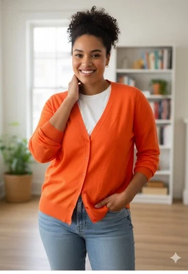 Cárdigan Lauren Ralph Lauren Lino Y Algodón Naranja Talla XL Foto 1 de 4