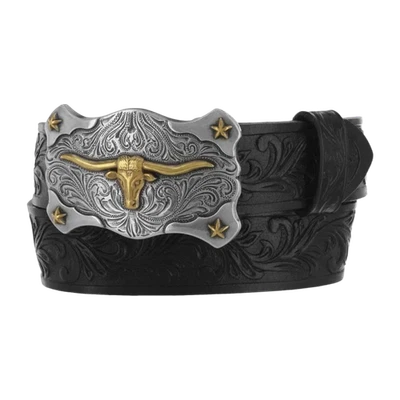 Cinto de couro preto infantil Tony Lama Little Texas C60113 - Imagem 1 de 2