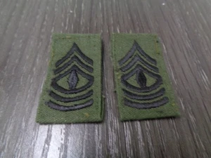 OD GREEN USMC E8 FIRST SERGEANT 1STSGT COLLAR PATCH SETS USED - Picture 1 of 5