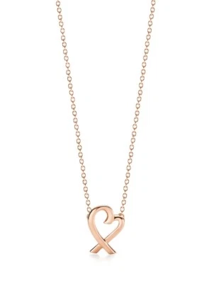 Tiffany & Co. Paloma Picasso Oro Rosa 18k Amoroso Corazón Collar Colgante 16” Foto 1 de 4