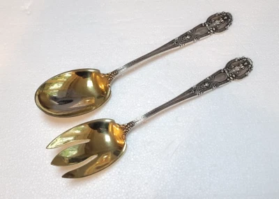 Juego de servir ensalada renacentista Tiffany plata de ley 1905 sin monograma Foto 1 de 4