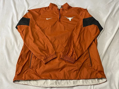 TEXAS LONGHORNS Nike Storm Fit Windbreaker Mens XL Pullover Jacket Orange Vented Cover