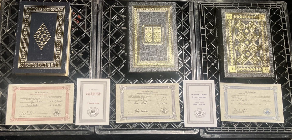 All 3 **SIGNED** By Two Presidents George Bush Jimmy Carter Easton Press Leather - Image 1 of 4