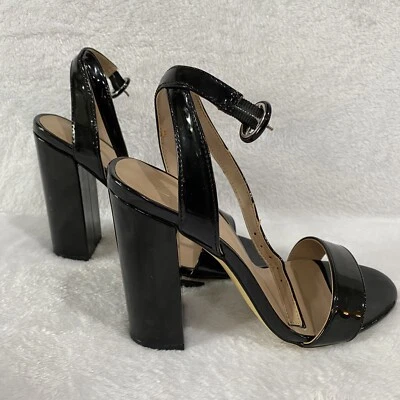 Mix Nº 6 Mujer Talla 6 Negro Hebilla Zapatos 4 pulgadas Bloque Tacón Sandalia Foto 1 de 4