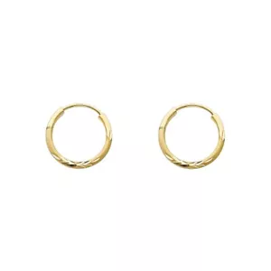 14K Yellow Gold 1.5mm Diamond Cut Hoop Earrings for girls - Picture 1 of 4