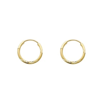 14K Yellow Gold 1.5mm Diamond Cut Hoop Earrings for girls - Image 1 of 4