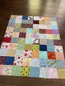 Trapuntino cucito a macchina fatto a mano multicolore blocchi 8” non finito 58X72 QCT - Foto 1 di 18