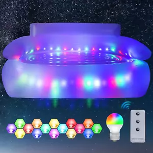 Double Inflatable Couch Sofa Camping Chair, Led Inflatable Chair With Lights, Bl - Picture 1 of 11