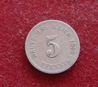 Deutsches Reich: 1893 5  Pfennig,  Mz G großer Adler, Jäger 12   RRRRR