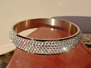 Steel By Design "Pave Faceted Crystal" Bangle Bracelet - Gorgeous! - Average - Picture 1 of 6