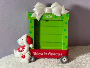 Decorazione fotografica natalizia orso in cappello e ciuccio Babbo Natale bambino 1° 2016 PO8997 - Foto 1 di 4