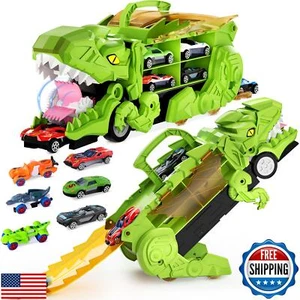 Dinosaur Truck Toys for 3-5 5-7 Years Old Boys, Transporter Truck Set with 10 - Picture 1 of 5
