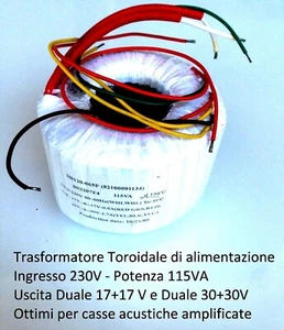 Trasformatore Toroidale Uscita duale 30+30V e 17+17V alimentazione Ingresso 230V - Imagen 1 de 5