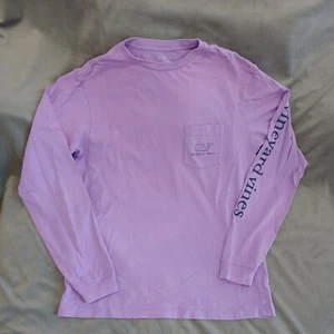 vineyard vines Women's Sz. XS Long Sleeve Cotton Light Purple w/Navy Whale  - Picture 1 of 10