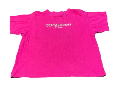 Camisa corta vintage GUESS Jeans EE. UU. rosa Georges Marciano para mujer pequeña Foto 1 de 4