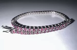 BRACCIALE TENNIS IN ORO BIANCO 18kt. CON RUBINI NATURALI ct. 4,67 - Foto 1 di 3