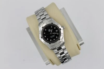 Reloj Tag Heuer WAF141C.BA0824 para mujer Aquaracer negro diamantes plata acero inoxidable Foto 1 de 4