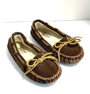 Minnetonka Brown Leather Lined Moccasin Kids/Child Size 13 - Picture 1 of 10