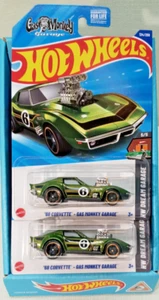 Hot Wheels 68 Corvette 2 für 1 Gas Monkey Garage HYY74 HW Dream Garage grün 5/5 - Bild 1 von 7