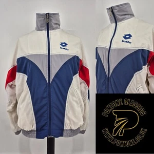 Vintage Lotto Boris Becker Track Top L White Blue Red - Picture 1 of 9