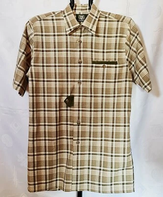 CAMICIA UOMO VINTAGE AUTENTICA OS TYROL OKTOBERFEST DIRNDL PLAID COTONE US15 EU38 - Immagine 1 di 4