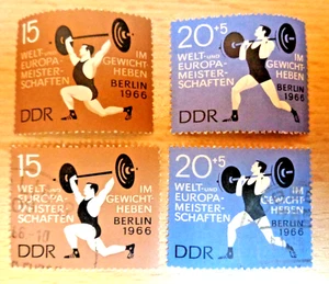 DDR 1966 2 X SATZ WM & EM IM GEWICHTHEBEN BERLIN POSTFRISCH/GESTEMPELT - Bild 1 von 1