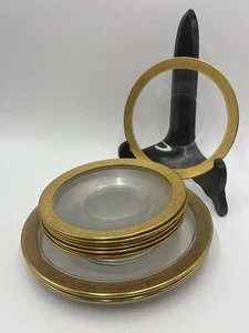 Konvolut Tiffin Minton (8) Beilagenteller (2) Mittagessen Teller Goldrand Glas - Bild 1 von 2