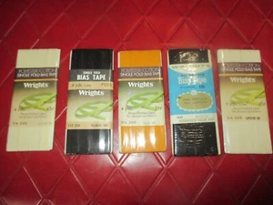 LOT Of Five ASSORTED COLORS Cotton/Polyester 1/2" SINGLE FOLD BIAS TAPE - #D5 - Picture 1 of 2