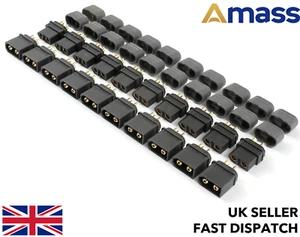 10 Pairs *GENUINE AMASS BLACK XT60 & CAPS* Male Female Connectors/Plugs XT60H RC - Picture 1 of 5