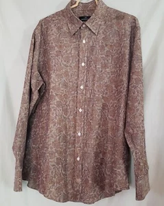 Bugatchi Uomo Herren Hemd mit Knopfleiste horizontale Streifen braun geblümt Gr. XL - Bild 1 von 11