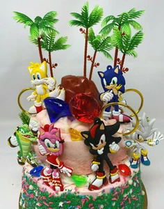 Sonic The Hedgehog Deluxe Geburtstagstorte Topper Set - Brandneu - Bild 1 von 12