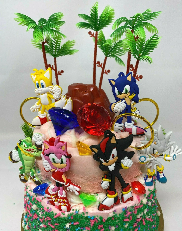Juego de adorno de pastel de cumpleaños Sonic The Hedgehog Deluxe - Nuevo Foto 1 de 4