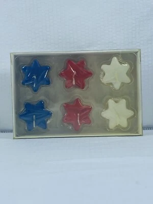 Juego de 6 velas estrella Hallmark vintage rojas blancas y azules 4 de julio nuevas en caja Foto 1 de 4
